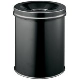 Corbeille à papier SAFE, ronde, 15 litres, noir