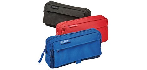 Pen case with mesh pocket, black