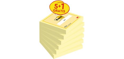 Zelfklevende notes 76 x 76 mm 5 + 1 gratis geel