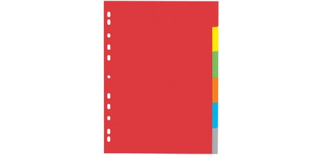 Cardboard dividers, A4, 12 tabs, 6 colors
