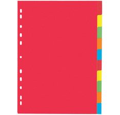Intercalaires en carton, A4, 10 touches, 5 couleurs