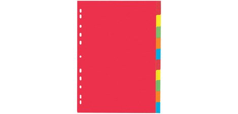 Tabbladen, karton, A4, 10 tabs, 5 kleuren