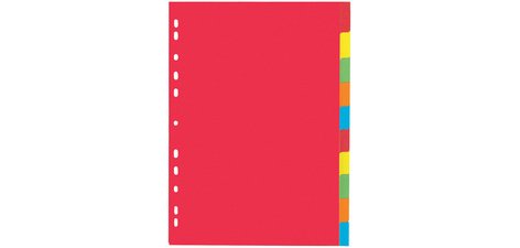 Intercalaires en carton, A4, 10 touches, 5 couleurs