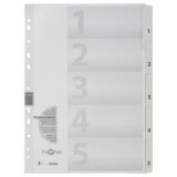 Intercalaires, carton, chiffres 1 - 5, A4, 5 touches