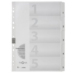 Intercalaires, carton, chiffres 1 - 5, A4, 5 touches