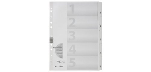Dividers, cardboard, numbers 1 - 5, A4, 5 tabs