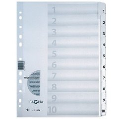 Intercalaires, carton, chiffres 1 - 10, A4, 10 touches