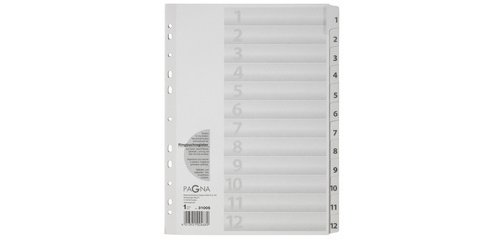 Intercalaires, carton, chiffres 1 - 12, A4, 12 touches