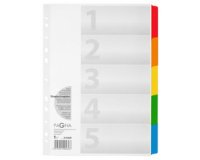 Intercalaires en carton, A4, 5 touches, 5 couleurs