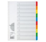 Intercalaires en carton, A4, 10 touches, 5 couleurs