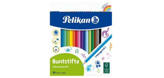 Crayons de couleur standard, étui en carton de 24,