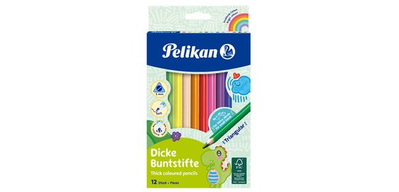 Thick colored pencils, cardboard case of 12