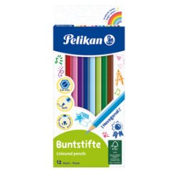 Pelikan crayon de couleur rond, étui de 12 pièces en couleurs assorties