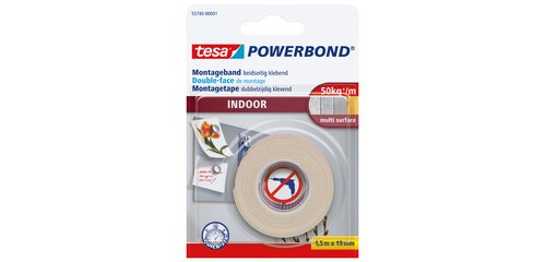 Powerband Adhésif de montage INDOOR, 19 mm x 1,5 m