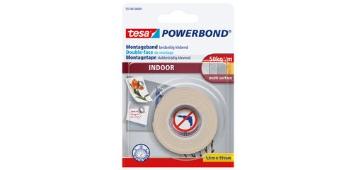 Powerband Adhésif de montage INDOOR, 19 mm x 1,5 m