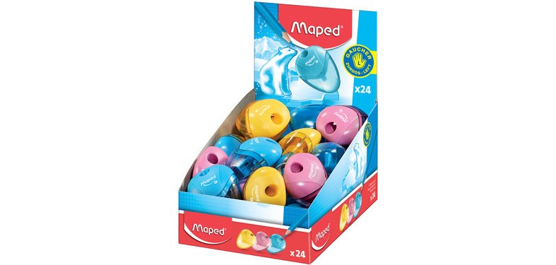 Taille-crayon i-gloo pour gauchers, présentoir 24