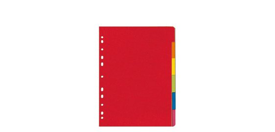 Cardboard dividers, plain, A4, colored, 6 tabs