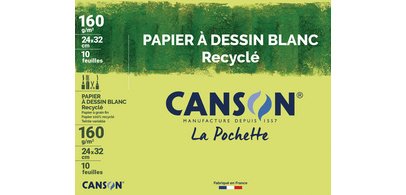 Recycled drawing paper, 240 x 320mm, 160 g/m2, white
