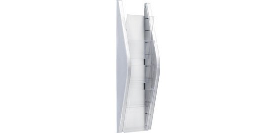 Wall-mounted brochure holder Helit 4x1/3 A4 silver