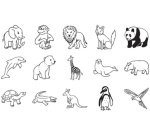 Kit de tampons à motifs 'aminaux de zoo', en boite