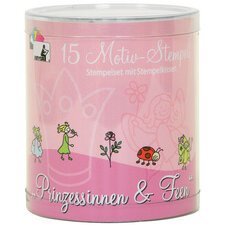 Kit de tampons à motifs 'princesses & fées', boîte