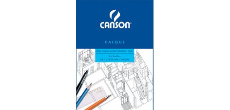 Bloc calque transparent, 25 feuilles, 90/95 g/m2, A4