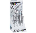 Stylo à bille 4 couleurs, rétractable, présentoir