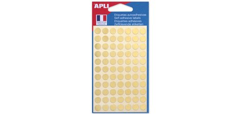 Pastilles adhésives Ø 8 mm Apli or - Pochette de 308
