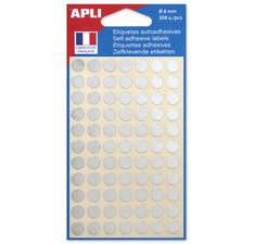 Pastilles adhésives Ø 8 mm Apli argent - Pochette de 308