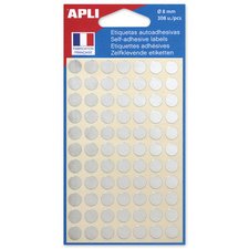 Pastilles adhésives Ø 8 mm Apli argent - Pochette de 308