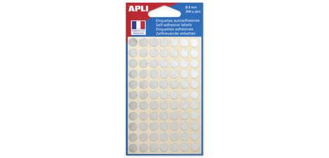 Pastilles adhésives Ø 8 mm Apli argent - Pochette de 308