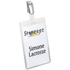 Badge nominatif, fermé en haut, 90 x 60 mm