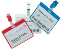 Porte-badge, ouvert sur le haut, à clip, transparent