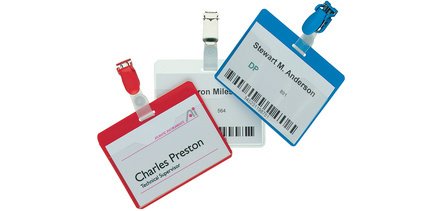 Porte-badge, ouvert sur le haut, à clip, transparent