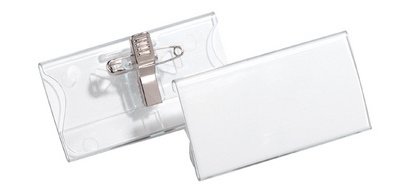 Porte-badge avec pince & épingle, en acrylique