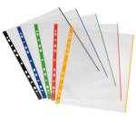 Pochette perforée, A4, transparent, bord coloré