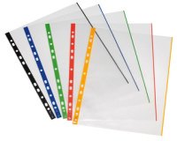 Pochette perforée, A4, transparent, bord coloré