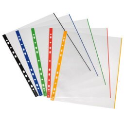 Pochette perforée, A4, transparent, bord coloré
