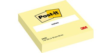 Bloc-note adhésif, 101 x 101 mm, ligné, jaune