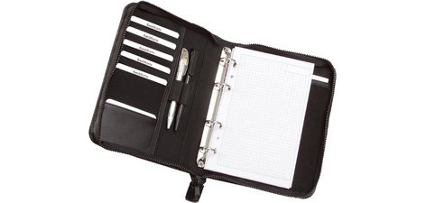 Serviette classeur 'LUINO', A5, similicuir, noir