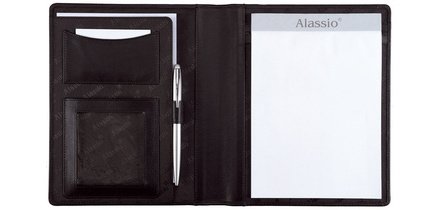 Conférencier 'BORMIO', A5, cuir nappa, noir