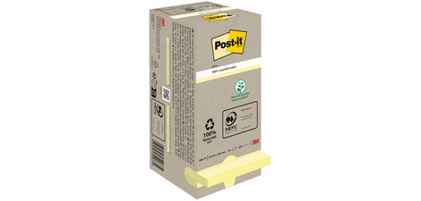 Bloc-note adhésif Recycling notes, 127x76 mm, jaune