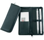 Etui pour stylos, pour 3 stylos, noir, en cuir