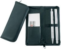 Etui pour stylos, pour 3 stylos, noir, en cuir