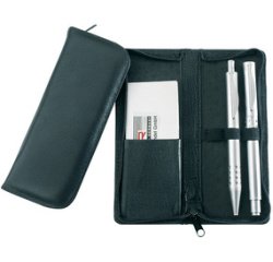 Etui pour stylos, pour 3 stylos, noir, en cuir
