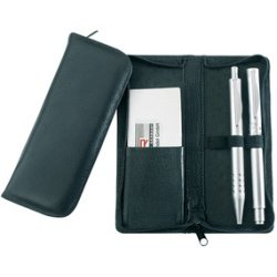 Etui pour stylos, pour 3 stylos, noir, en cuir