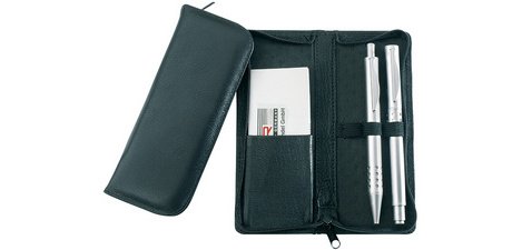 Etui für Stifte, für 3 Stifte, schwarz, aus Leder