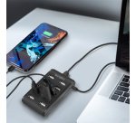 Hub USB 2.0, 10 ports, avec interrupteur, noir