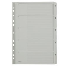 Intercalaires en carton mylar, chiffres, A4, 1-5, gris