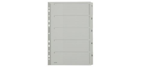 Mylar cardboard dividers, numbers, A4, 1-5, gray